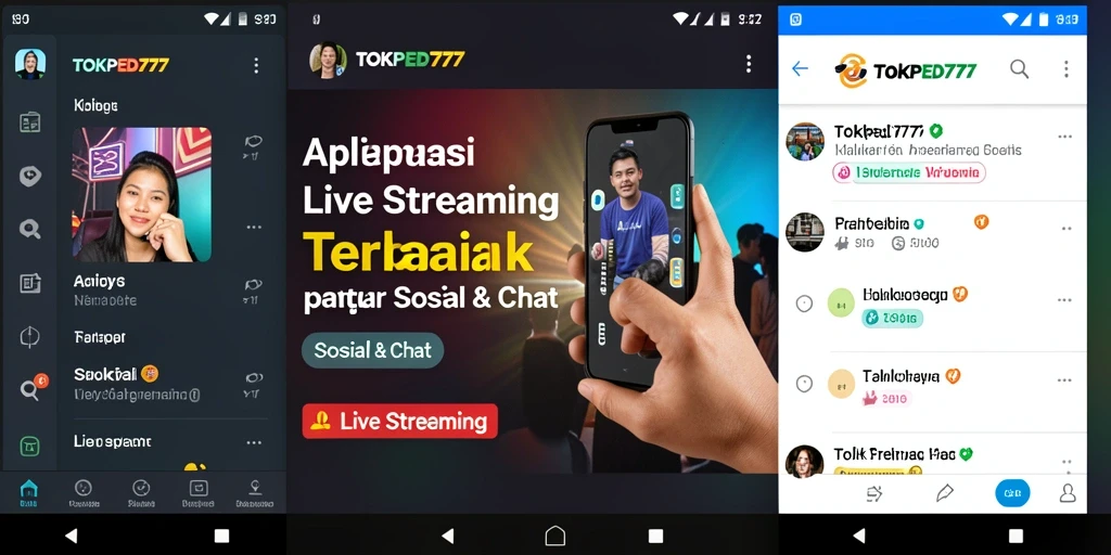 Antarmuka aplikasi TOKPED777 menampilkan fitur Live Streaming yang interaktif dan mudah digunakan.